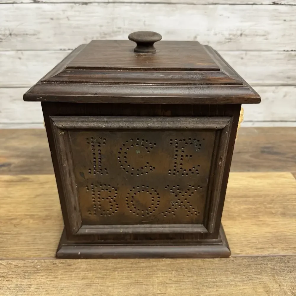 Pfaltzgraff Village Wood Ice Bucket Wood Plastic Insert Vintage